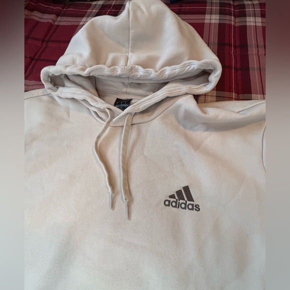 Adidas Essentials XL fleece hoodie in cream with gray logo - Picture 2 of 2